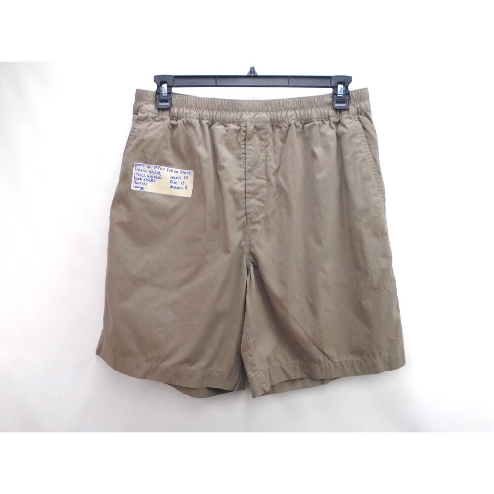 ExOfficio Insect Repel Mens 100% Nylon Shorts Size L Tan Elastic Waist